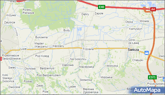 mapa Trzciana gmina Świlcza, Trzciana gmina Świlcza na mapie Targeo