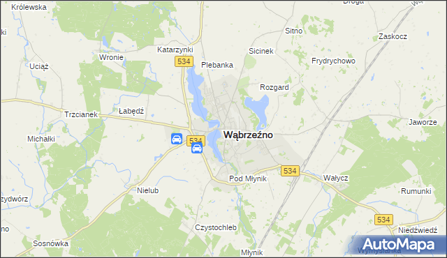 mapa Wąbrzeźno, Wąbrzeźno na mapie Targeo