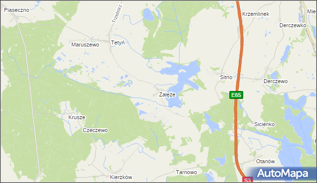 mapa Załęże gmina Kozielice, Załęże gmina Kozielice na mapie Targeo