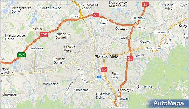 mapa Bielsko-Białej, Bielsko-Biała na mapie Targeo