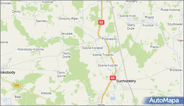 mapa Sosna-Trojanki, Sosna-Trojanki na mapie Targeo