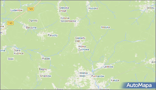 mapa Wólka Zychowa, Wólka Zychowa na mapie Targeo