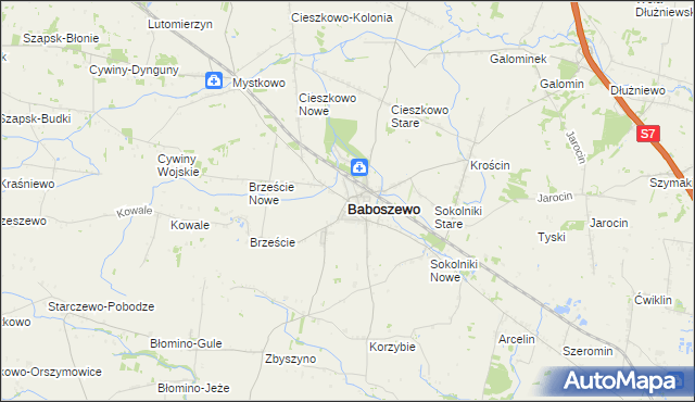 mapa Baboszewo, Baboszewo na mapie Targeo