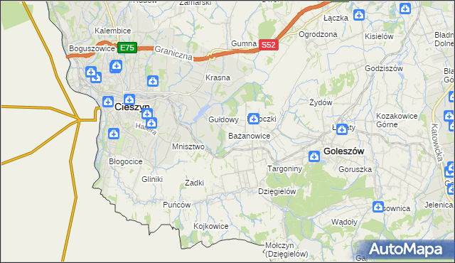 mapa Bażanowice, Bażanowice na mapie Targeo