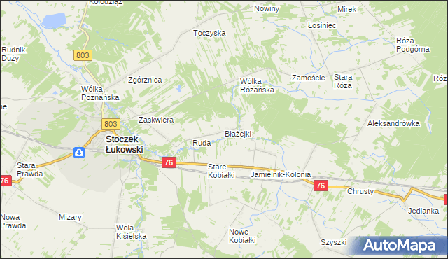 mapa Błażejki, Błażejki na mapie Targeo