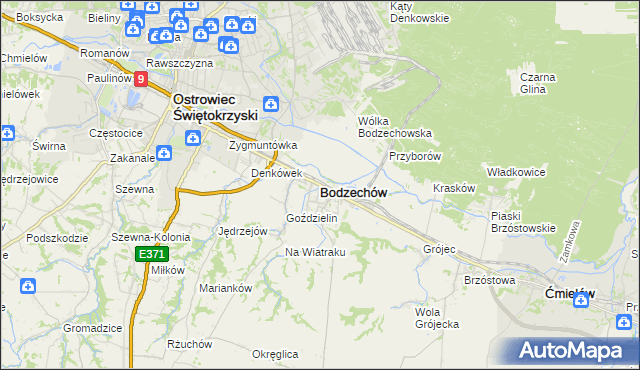 mapa Bodzechów, Bodzechów na mapie Targeo