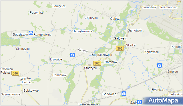 mapa Bogdaszowice, Bogdaszowice na mapie Targeo