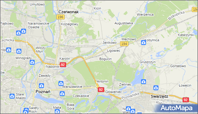 mapa Bogucin gmina Swarzędz, Bogucin gmina Swarzędz na mapie Targeo