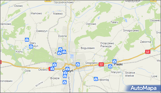 mapa Bogusławki gmina Gostyń, Bogusławki gmina Gostyń na mapie Targeo