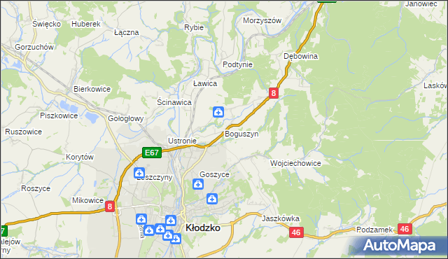 mapa Boguszyn gmina Kłodzko, Boguszyn gmina Kłodzko na mapie Targeo