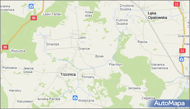 mapa Borek gmina Trzcinica, Borek gmina Trzcinica na mapie Targeo