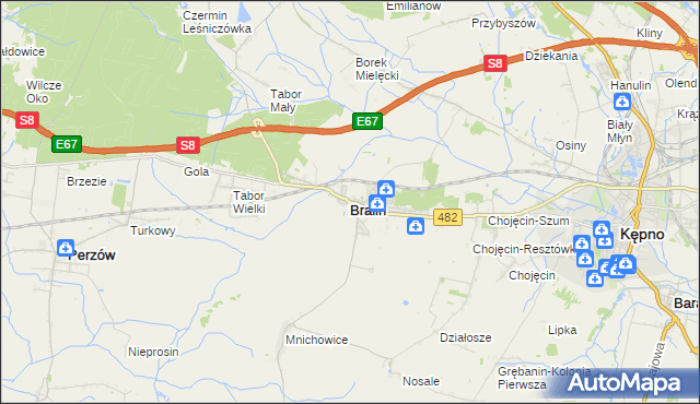 mapa Bralin powiat kępiński, Bralin powiat kępiński na mapie Targeo