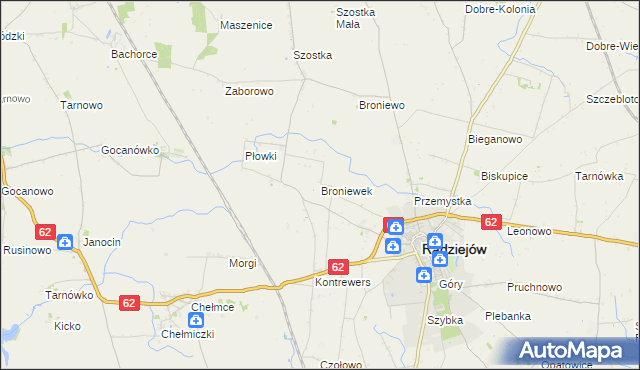 mapa Broniewek, Broniewek na mapie Targeo