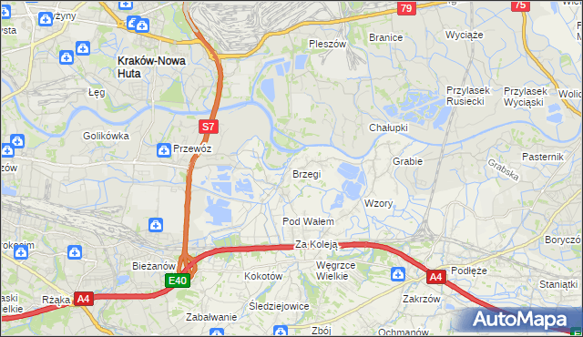 mapa Brzegi gmina Wieliczka, Brzegi gmina Wieliczka na mapie Targeo