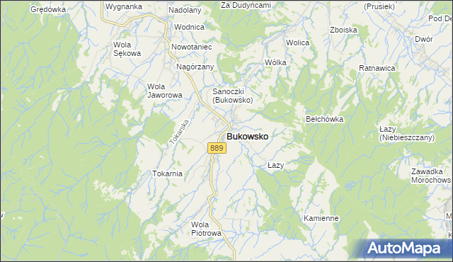 mapa Bukowsko, Bukowsko na mapie Targeo