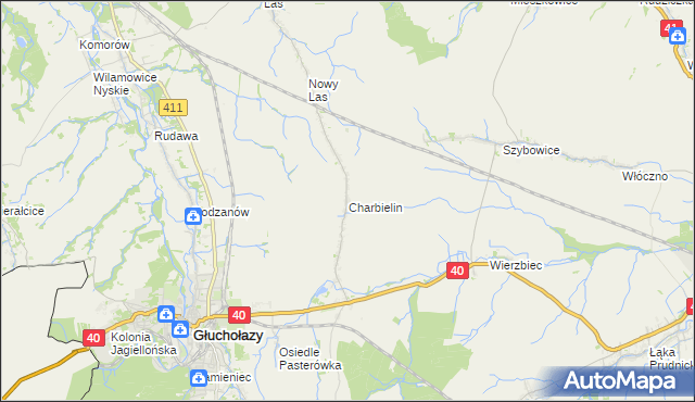 mapa Charbielin gmina Głuchołazy, Charbielin gmina Głuchołazy na mapie Targeo