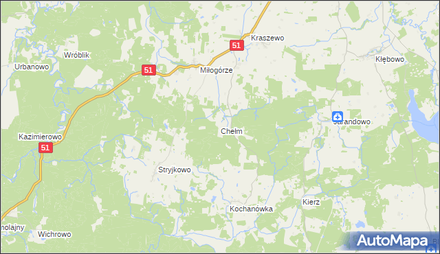 mapa Chełm gmina Lidzbark Warmiński, Chełm gmina Lidzbark Warmiński na mapie Targeo