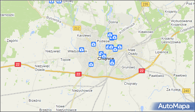 mapa Chojnic, Chojnice na mapie Targeo