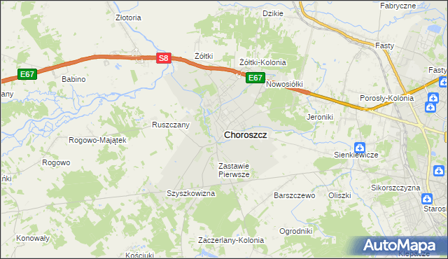 mapa Choroszcz, Choroszcz na mapie Targeo