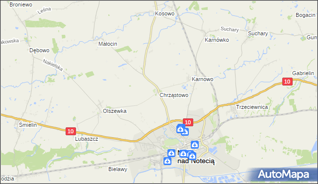 mapa Chrząstowo gmina Nakło nad Notecią, Chrząstowo gmina Nakło nad Notecią na mapie Targeo