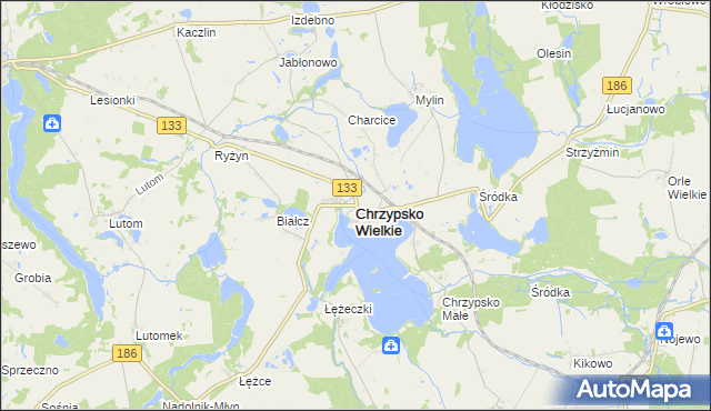 mapa Chrzypsko Wielkie, Chrzypsko Wielkie na mapie Targeo