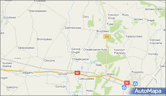 mapa Chwałkowice-Huby, Chwałkowice-Huby na mapie Targeo