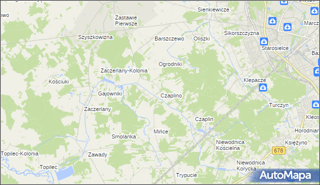 mapa Czaplino gmina Choroszcz, Czaplino gmina Choroszcz na mapie Targeo