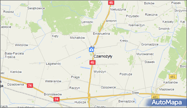 mapa Czarnożyły, Czarnożyły na mapie Targeo