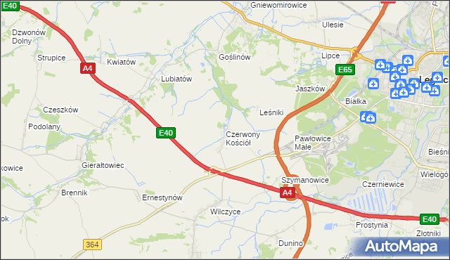 mapa Czerwony Kościół, Czerwony Kościół na mapie Targeo