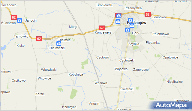 mapa Czołowo gmina Radziejów, Czołowo gmina Radziejów na mapie Targeo