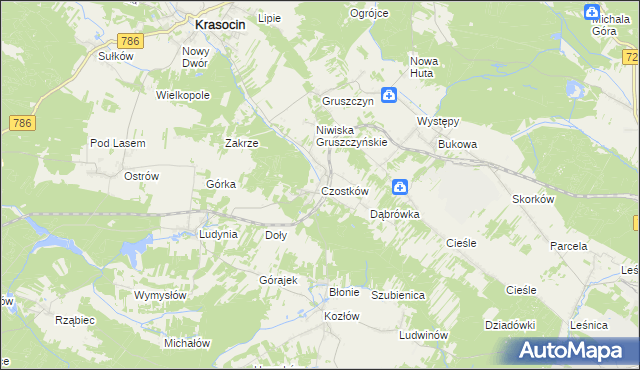 mapa Czostków gmina Krasocin, Czostków gmina Krasocin na mapie Targeo