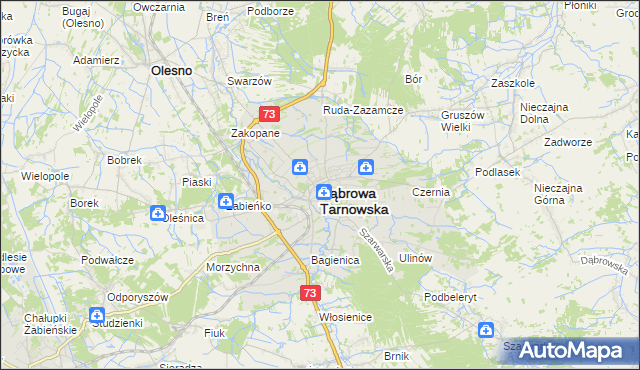 mapa Dąbrowa Tarnowska, Dąbrowa Tarnowska na mapie Targeo