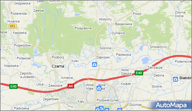 mapa Dąbrówki gmina Czarna, Dąbrówki gmina Czarna na mapie Targeo