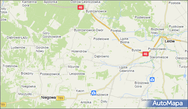 mapa Dąbrowno gmina Niegowa, Dąbrowno gmina Niegowa na mapie Targeo