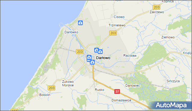 mapa Darłowo, Darłowo na mapie Targeo