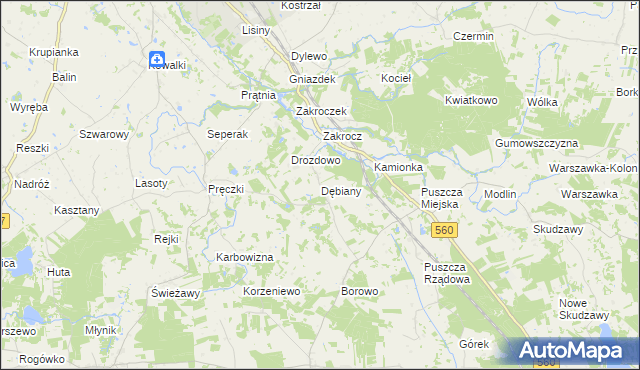 mapa Dębiany gmina Rypin, Dębiany gmina Rypin na mapie Targeo