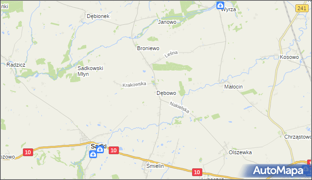 mapa Dębowo gmina Sadki, Dębowo gmina Sadki na mapie Targeo