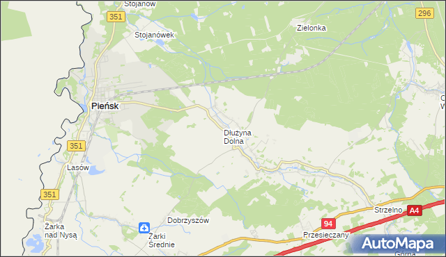 mapa Dłużyna Dolna, Dłużyna Dolna na mapie Targeo