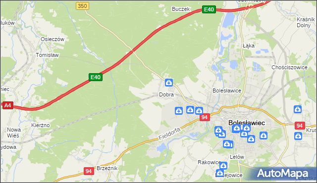 mapa Dobra gmina Bolesławiec, Dobra gmina Bolesławiec na mapie Targeo