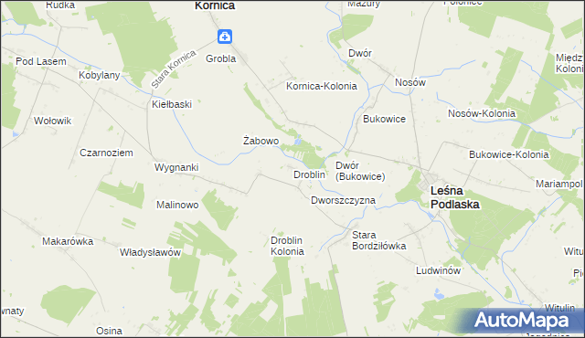mapa Droblin gmina Leśna Podlaska, Droblin gmina Leśna Podlaska na mapie Targeo