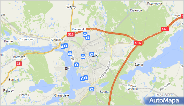 mapa Ełku, Ełk na mapie Targeo