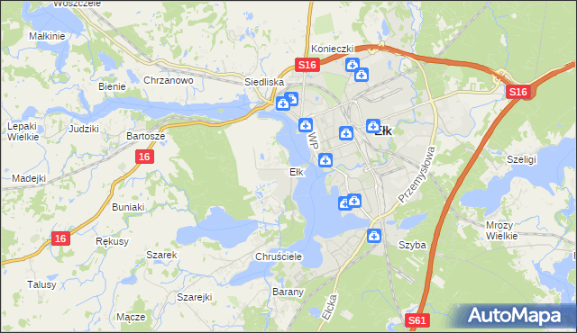 mapa Ełk powiat ełcki, Ełk powiat ełcki na mapie Targeo