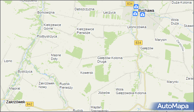 mapa Gałęzów-Kolonia Druga, Gałęzów-Kolonia Druga na mapie Targeo