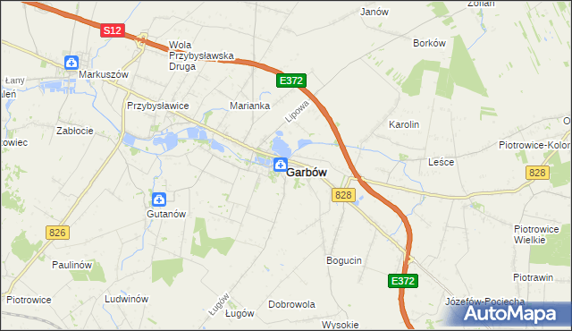 mapa Garbów powiat lubelski, Garbów powiat lubelski na mapie Targeo