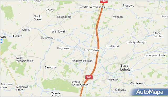 mapa Gniazdowo gmina Stary Lubotyń, Gniazdowo gmina Stary Lubotyń na mapie Targeo