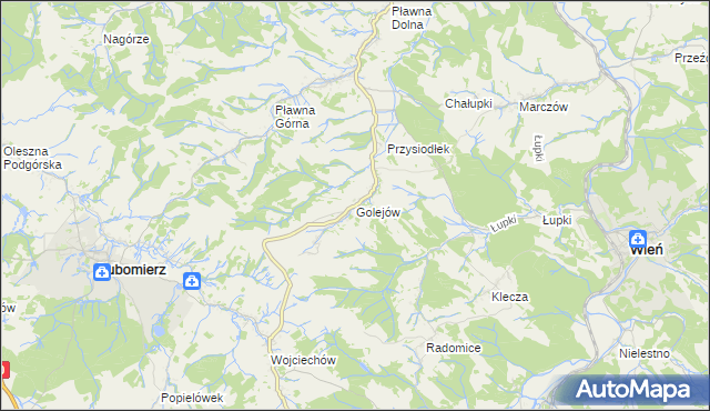 mapa Golejów, Golejów na mapie Targeo