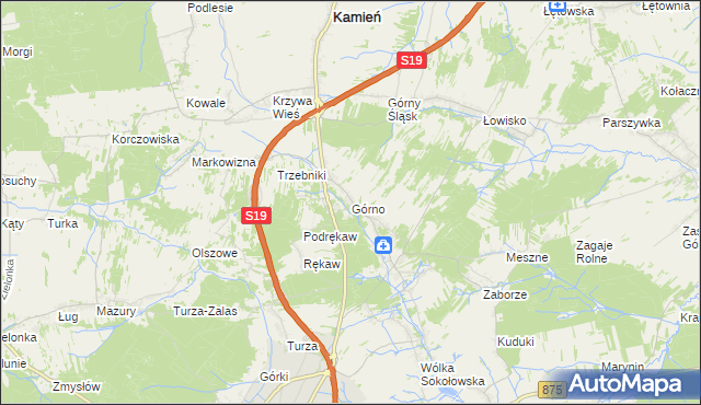 mapa Górno gmina Sokołów Małopolski, Górno gmina Sokołów Małopolski na mapie Targeo