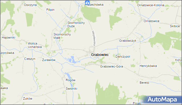 mapa Grabowiec powiat zamojski, Grabowiec powiat zamojski na mapie Targeo