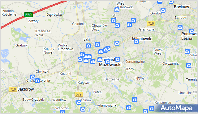 mapa Grodzisk Mazowiecki, Grodzisk Mazowiecki na mapie Targeo