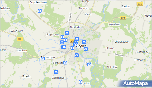 mapa Gryfice, Gryfice na mapie Targeo